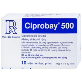 Thuốc Ciprobay 500mg Bayer chỉ định các bệnh nhiễm trùng (1 vỉ x 10 viên)