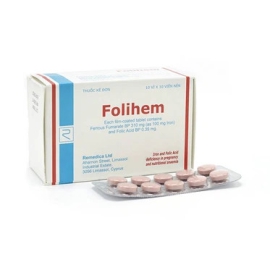 Thuốc Folihem Remedica phòng và điều trị thiếu máu do thiếu sắt (10 vỉ x 10 viên)