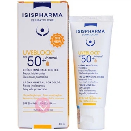 Kem chống nắng Uveblock SPF50+ Mineral ISIS Pharma Nâu hỗ trợ giảm sạm da, ngăn ngừa nám da, lão hoá da (40ml)