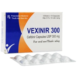 Thuốc Vexinir 300mg Akums điều trị viêm họng, viêm phế quản (3 vỉ x 10 viên)