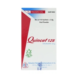 Thuốc Quincef 125mg Mekophar điều trị viêm tai giữa, viêm xoang (10 gói)