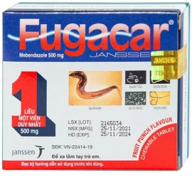 Thuốc Fugacar 500mg Janssen hương trái cây điều trị nhiễm một hay nhiều loại giun đường ruột (1 viên)