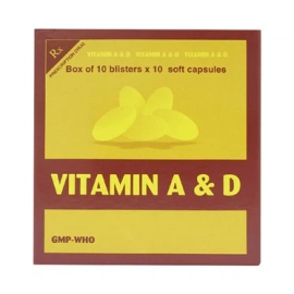 huốc Vitamin A&D Vidipha điều trị bệnh còi xương, giảm thị lực (10 vỉ x 10 viên)