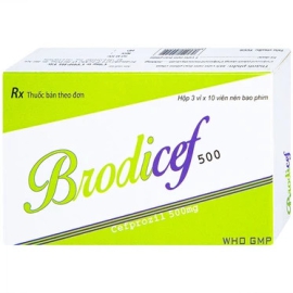 Thuốc Brodicef 500mg Hà Tây điều trị nhiễm trùng đường hô hấp (3 vỉ x 10 viên)