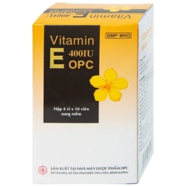 Thuốc Vitamin E 400 IU OPC hỗ trợ điều trị thiếu Vitamin E (4 vỉ x 10 viên)