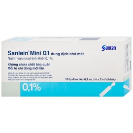 Thuốc nhỏ mắt Sanlein Mini 0.1% Santen điều trị viêm khô kết mạc, giác mạc (30 ống x 0.4ml)