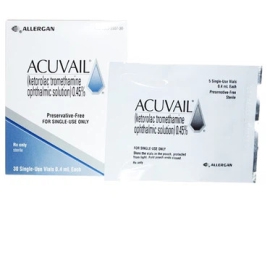 Thuốc nhỏ mắt Acuvail điều trị đau và viêm sau phẫu thuật đục thủy tinh thể (30 ống x 0.4ml)