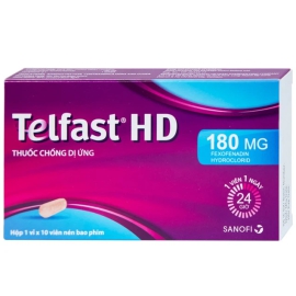 Thuốc Telfast HD 180mg Sanofi hỗ trợ điều trị viêm mũi dị ứng, mày đay (3 vỉ x 10 viên)