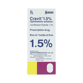 Dung dịch nhỏ mắt Cravit 1.5% Santen điều trị các nhiễm khuẩn (5ml)