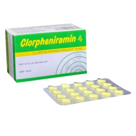 Thuốc Clorpheniramin 4mg DHG hỗ trợ điều trị viêm mũi dị ứng, mày đay (10 vỉ x 20 viên)
