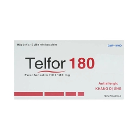 Thuốc Telfor 180 DHG điều trị triệu chứng của bệnh mày đay mạn tính (2 vỉ x 10 viên)