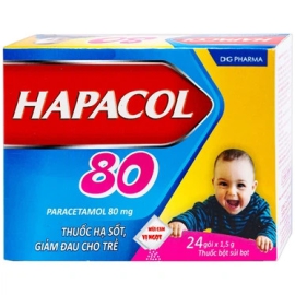 Thuốc Hapacol 80 DHG hỗ trợ giảm đau và hạ sốt cho trẻ (24 gói x 1.5g)