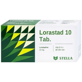 Thuốc Lorastad Tab 10mg Stella hỗ trợ giảm viêm mũi dị ứng, mày đay (2 vỉ x 10 viên)