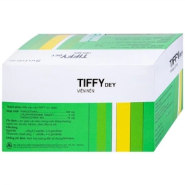 Thuốc Tiffy Dey điều trị cảm cúm, nghẹt mũi, sổ mũi (Hộp 25 vỉ x 4 viên)