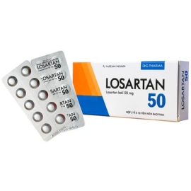Thuốc Losartan 50mg DHG hỗ trợ điều trị tăng huyết áp (3 vỉ x 10 viên)