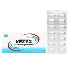 Thuốc Vezyx 5mg Đạt Vi Phú điều trị viêm mũi dị ứng, mề đay (2 vỉ x 14 viên)