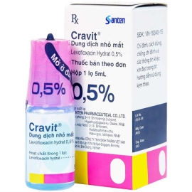 Dung dịch nhỏ mắt Cravit 0.5% Santen điều trị viêm bờ mi, viêm túi lệ (5ml)