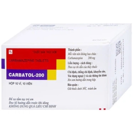 Thuốc Carbatol 200mg Torrent điều trị bệnh động kinh cục bộ (10 vỉ x 10 viên)