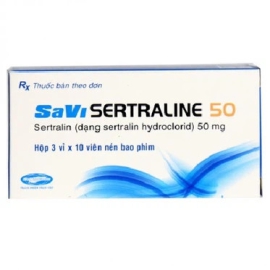Thuốc Savi Sertraline 50mg điều trị trầm cảm, rối loạn hoảng sợ (3 vỉ x 10 viên)
