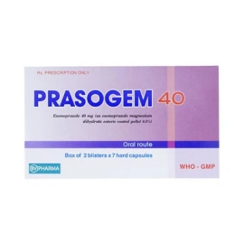 Thuốc Prasogem 40mg BV Pharma điều trị loét dạ dày, tá tràng (2 vỉ x 7 viên)