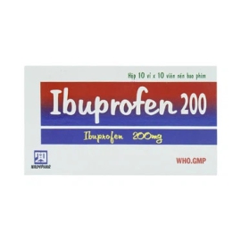 Thuốc Ibuprofen 200mg Nadyphar giúp giảm đau, kháng viêm (10 vỉ x 10 viên)