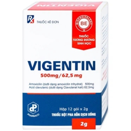 Thuốc Vigentin 500mg/62.5mg Pharbaco điều trị nhiễm khuẩn đường hô hấp (12 gói)