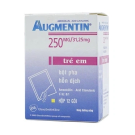 Bột pha hỗn dịch Augmentin 250mg/31.25mg GSK điều trị nhiễm khuẩn ngắn hạn (Hộp 12 gói)