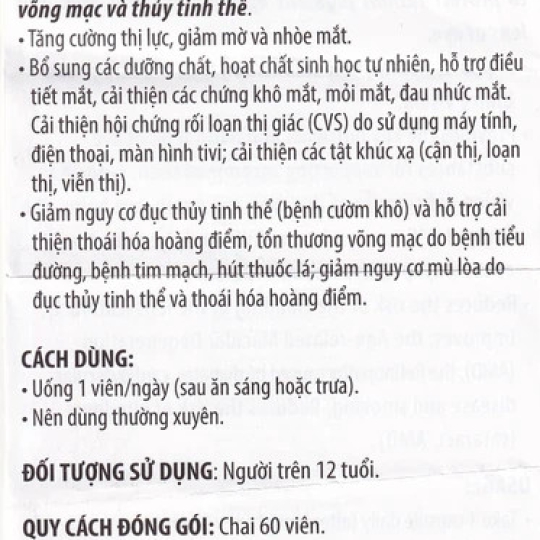 Viên nang WIT For Your Eyes Ecogreen tăng cường thị lực, giảm mờ và nhòe mắt (60 viên)