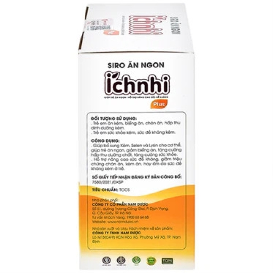 Siro Ích Nhi Plus Nam Dược bổ sung kẽm, seien và lysin giúp trẻ ăn ngon (20 ống x 10ml)