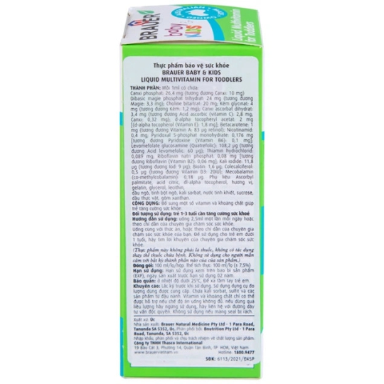 Siro Brauer Baby & Kids Liquid Multivitamin For Toddlers bổ sung một số vitamin và khoáng chất (100ml)