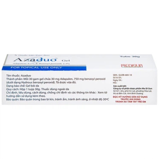 Gel thuốc Azaduo Medisun điều trị mụn trứng cá (30g)