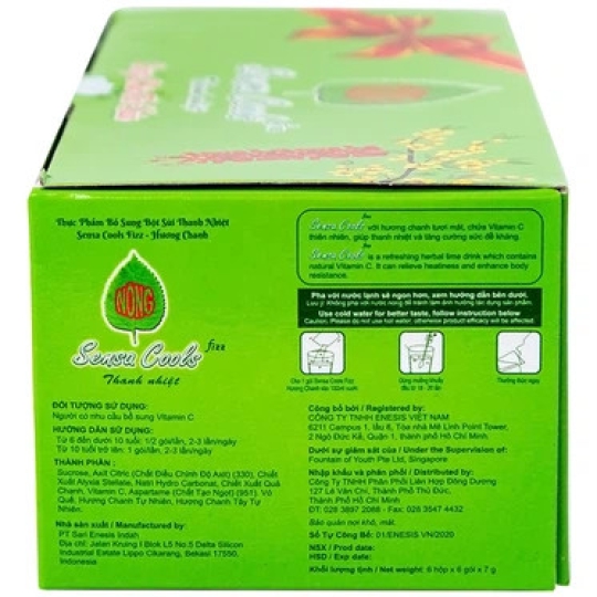 Bột sủi Sensa Cools Enesis giúp thanh nhiệt cơ thể và tăng cường sức đề kháng (7g x 6 gói)