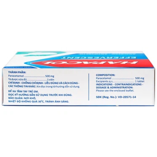 Thuốc Hapacol sủi 500mg DHG hỗ trợ giảm đau và hạ sốt (4 vỉ x 4 viên)