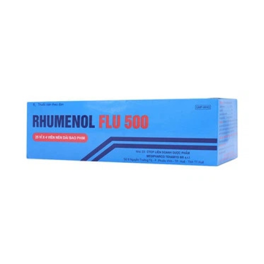 Thuốc Rhumenol Flu 500 Medipharco điều trị các chứng đau và sốt (25 vỉ x 4 viên)