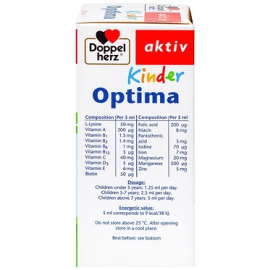 Dung dịch Kinder Optima Doppelherz hỗ trợ trẻ ăn ngon, tăng cường tiêu hóa (100ml)
