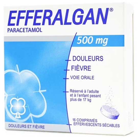 Viên sủi Efferalgan 500mg hỗ trợ giảm đau, hạ sốt (4 vỉ x 4 viên)