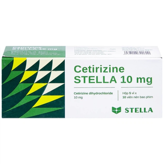 Thuốc Cetirizine Stella 10mg hỗ trợ giảm viêm mũi dị ứng, mày đay (10 vỉ x 10 viên)