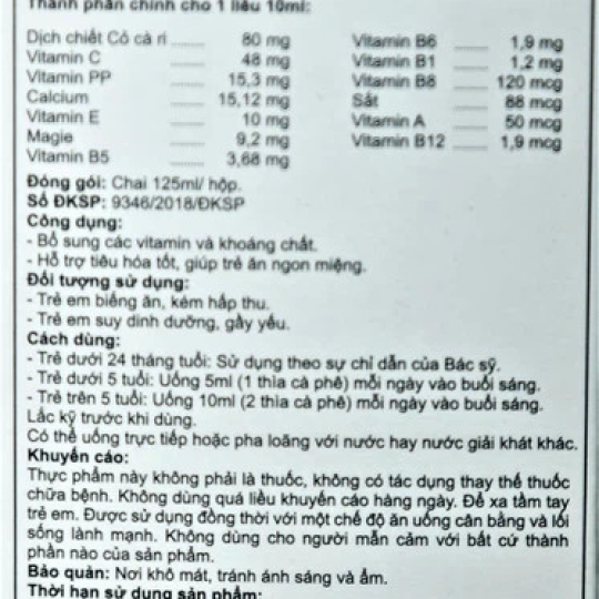 Siro Special Kid Appetit+ Eric Favre Wellness vị cam hỗ trợ tăng cường tiêu hóa (125ml)