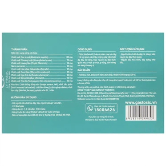 Viên uống Gastosic CVI Pharma hỗ trợ cho người bị trào ngược dạ dày thực quản (30 viên)