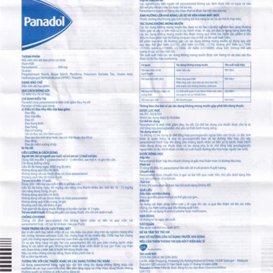 Thuốc Panadol xanh 500mg GSK hạ sốt và điều trị đau nhẹ đến trung bình (10 vỉ x 12 viên)