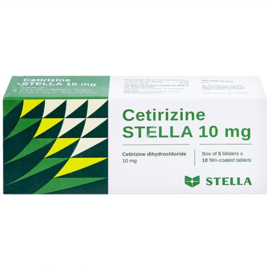 Thuốc Cetirizine Stella 10mg hỗ trợ giảm viêm mũi dị ứng, mày đay (10 vỉ x 10 viên)