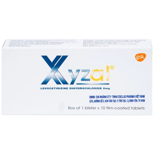 Thuốc Xyzal 5mg GSK giảm viêm mũi dị ứng, mày đay (1 vỉ x 10 viên)