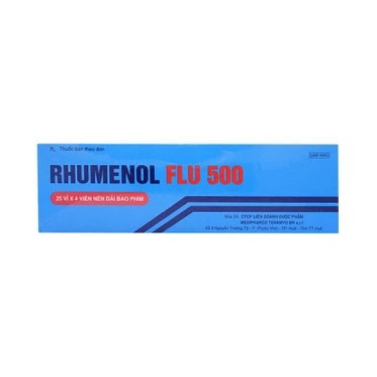 Thuốc Rhumenol Flu 500 Medipharco điều trị các chứng đau và sốt (25 vỉ x 4 viên)