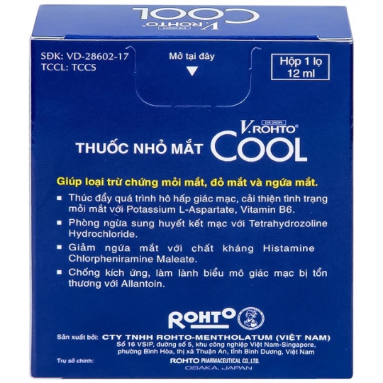 Thuốc nhỏ mắt V.rohto Cool hỗ trợ điều trị mỏi mắt, đỏ mắt, ngứa mắt (12ml)