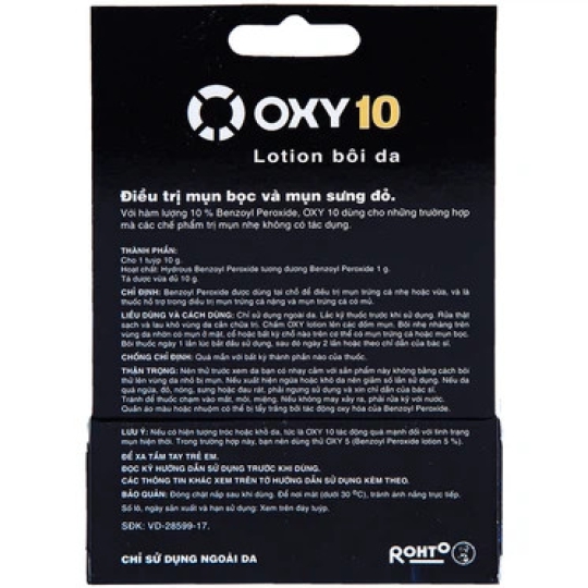 Gel Oxy10 Rohto hỗ trợ điều trị mụn trứng cá nặng và mụn trứng cá có mủ (10g)