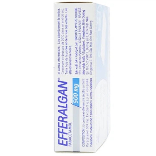 Viên sủi Efferalgan 500mg hỗ trợ giảm đau, hạ sốt (4 vỉ x 4 viên)