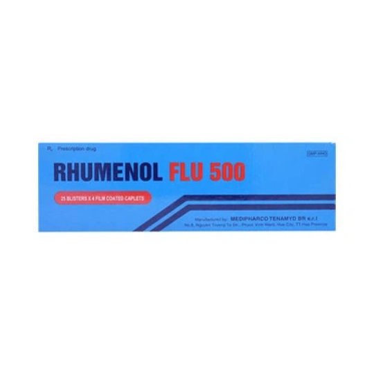 Thuốc Rhumenol Flu 500 Medipharco điều trị các chứng đau và sốt (25 vỉ x 4 viên)