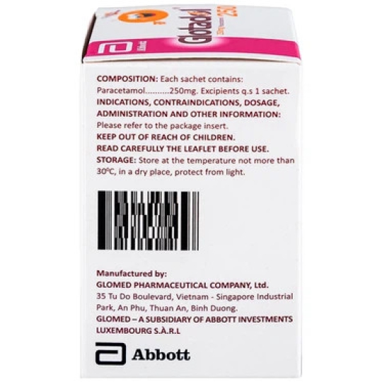 Bột Glotadol 250mg Abbott hỗ trợ giảm đau và hạ sốt (20 gói x 2.5g)