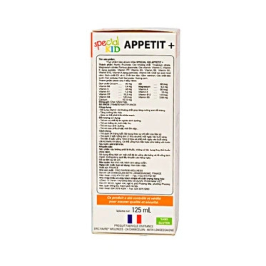 Siro Special Kid Appetit+ Eric Favre Wellness vị cam hỗ trợ tăng cường tiêu hóa (125ml)