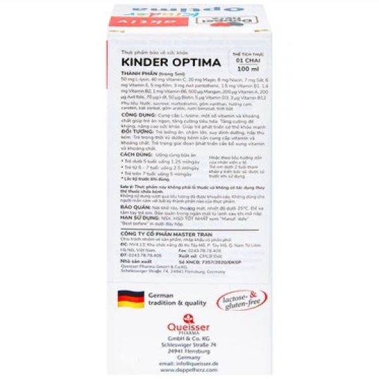 Dung dịch Kinder Optima Doppelherz hỗ trợ trẻ ăn ngon, tăng cường tiêu hóa (100ml)